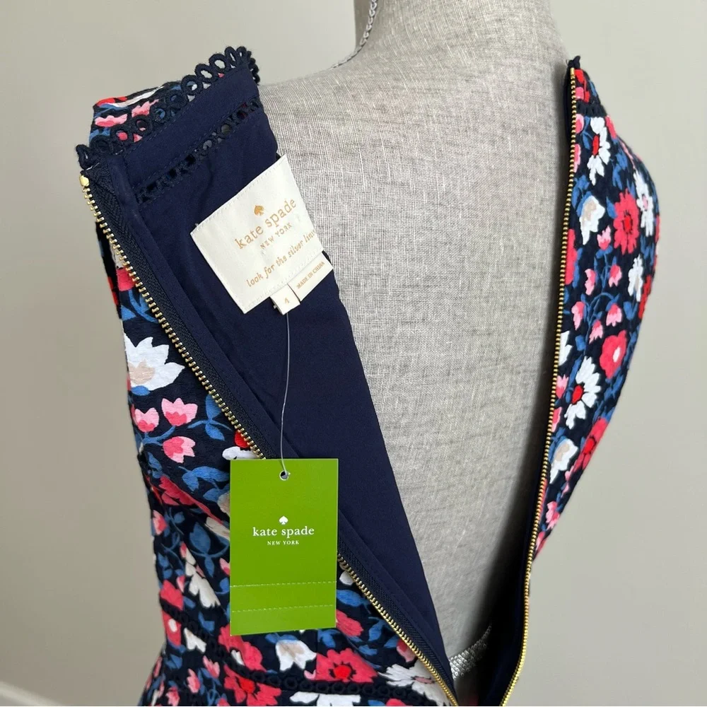 Kate Spade Shore Thing Floral Daisy Jacquard Sheath Dress Size 4 NWT